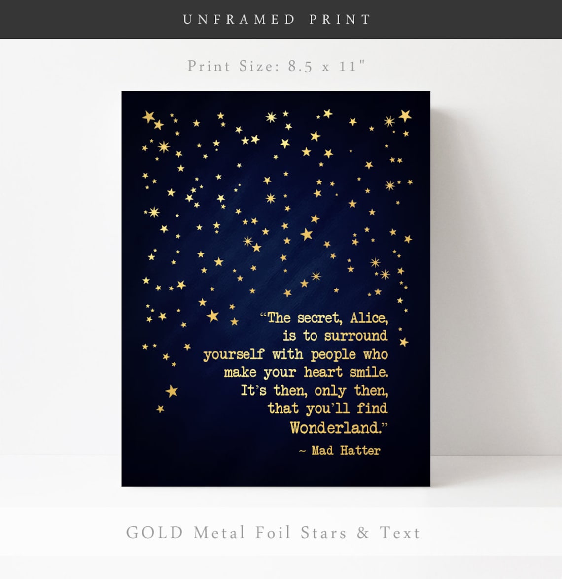 Alice In Wonderland Decor, Gold Star Art Print - Image 3