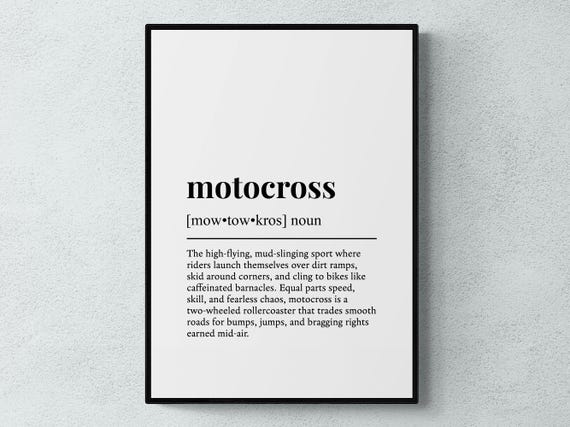 Motocross Funny Definition Sport Gift Wall Art Print
