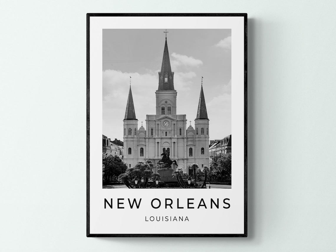 New Orleans Louisiana St Louis Cathedral Black White Photo Print