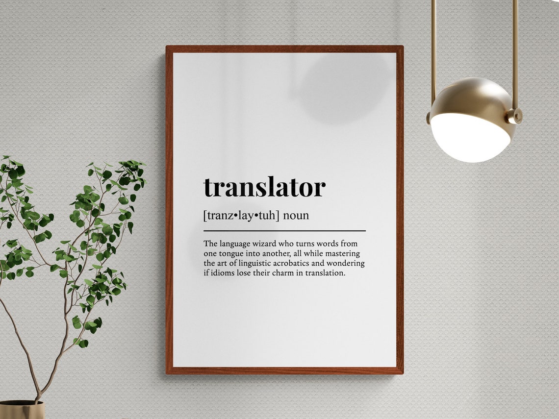 Translator Funny Definition Monochrome Dictionary Wall Art Gift - Image 3