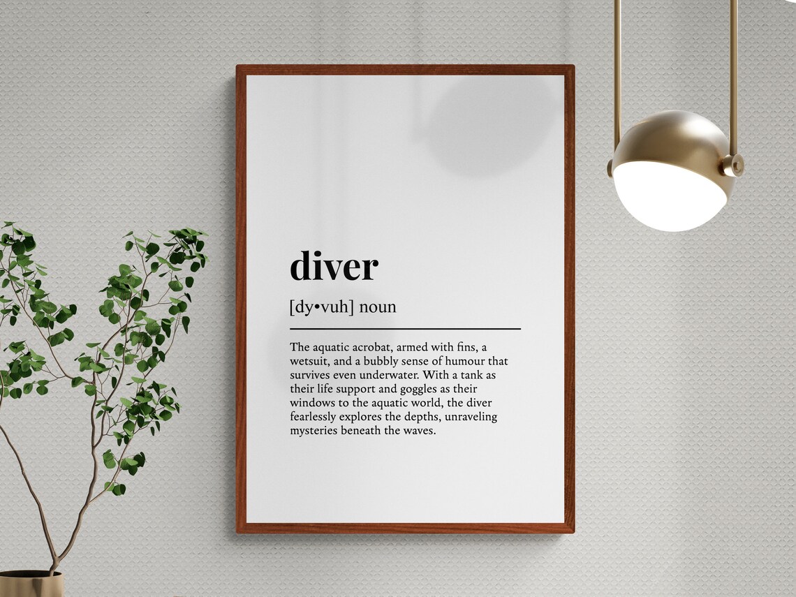 Diver Funny Definition Job Work Gift Wall Art Print - Image 3
