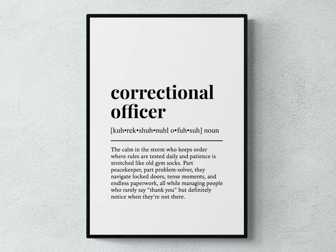 Correctional Officer Funny Definition Job Work Gift Wall Art Print