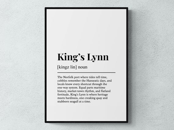 Kings Lynn Funny Definition Norfolk Gift Wall Art Print