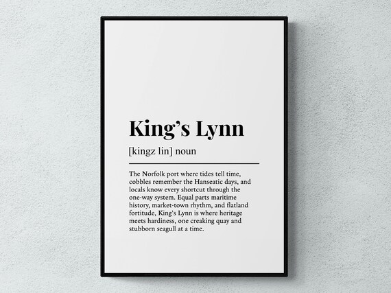 Kings Lynn Funny Dictionary Definition Norfolk Port Gift Print