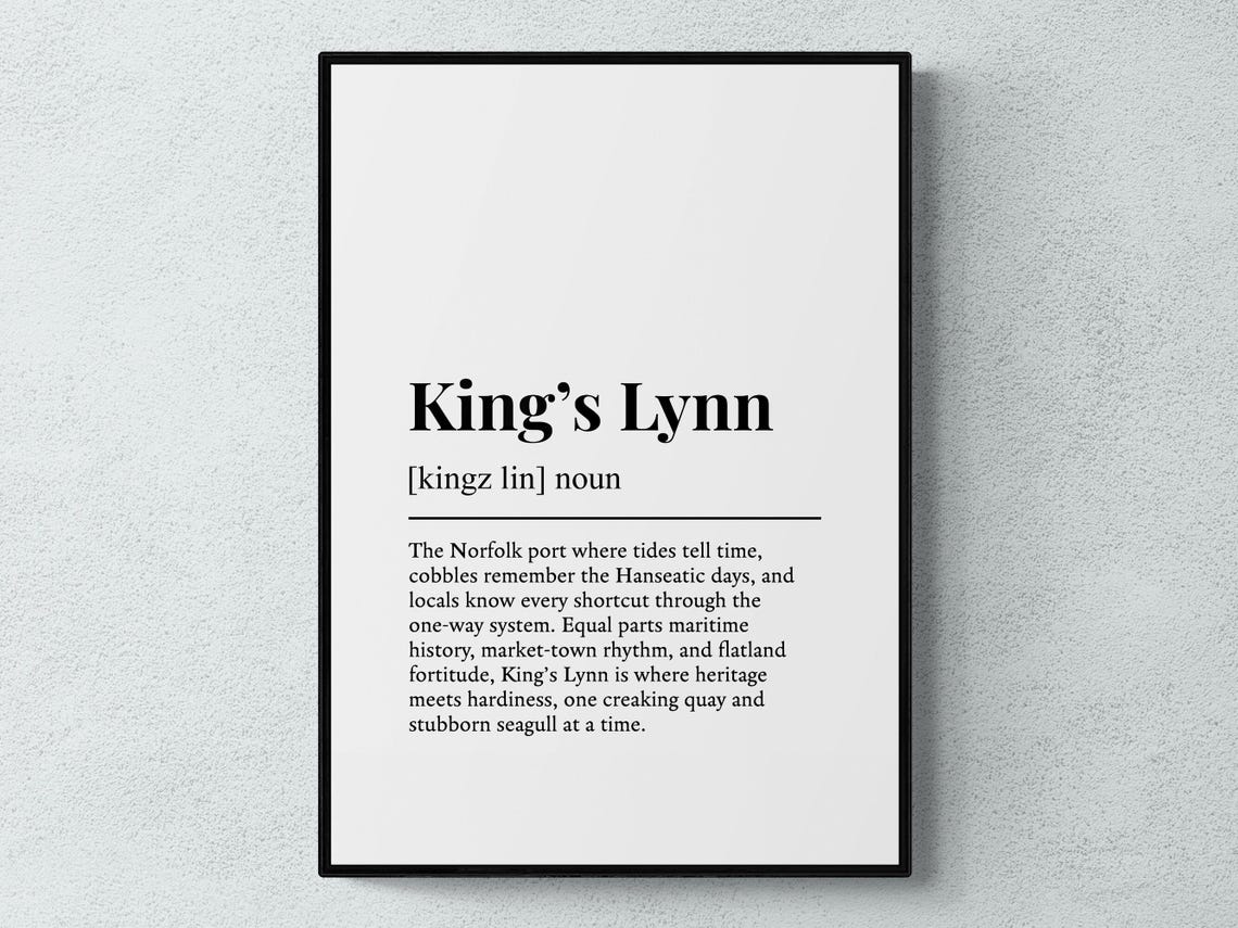 Kings Lynn Funny Dictionary Definition Norfolk Port Gift Print