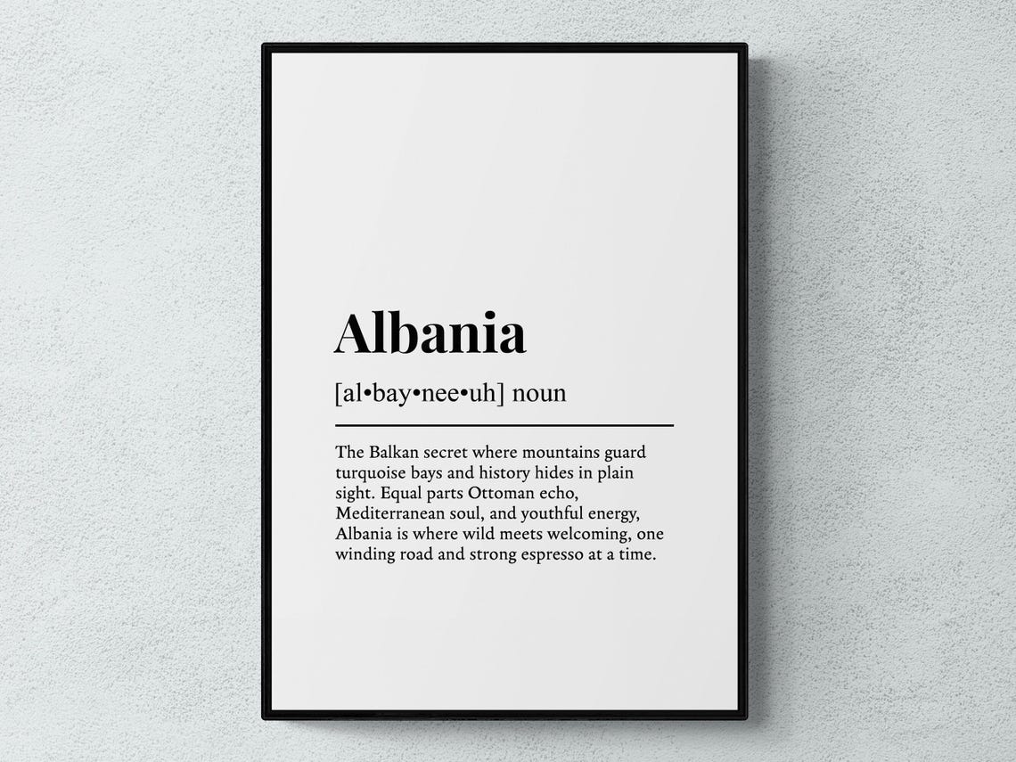 Albania Definition Poster Balkan Mountains Dictionary Style Art