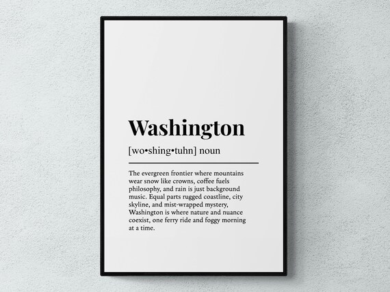 Washington Evergreen State Dictionary Definition Funny Wall Poster