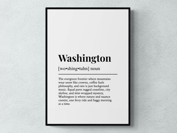 Washington Funny Definition Usa Gift Wall Art Print