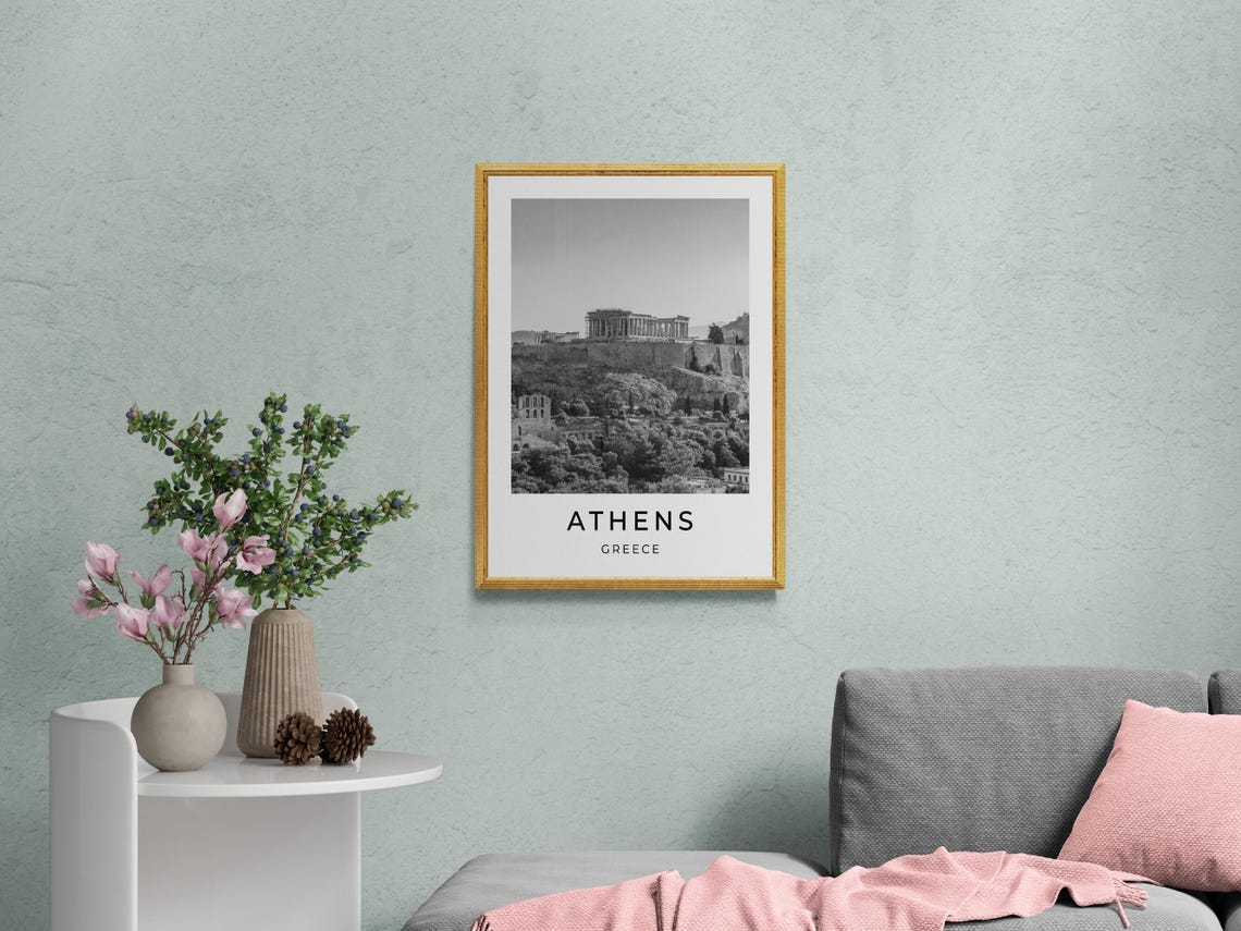 Athens Greece Parthenon Acropolis Black And White Travel Poster - Image 2