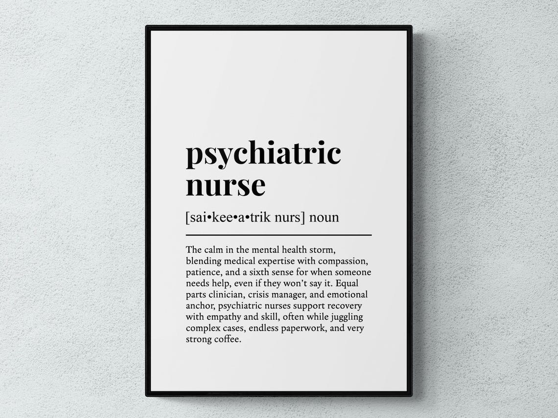 Psychiatric Nurse Funny Definition Job Work Gift Wall Art Print