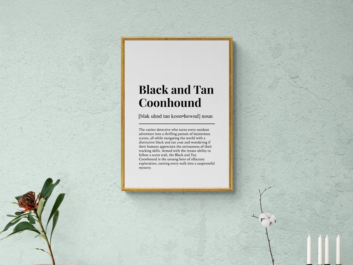 Black And Tan Coonhound Funny Definition Art Print - Image 2