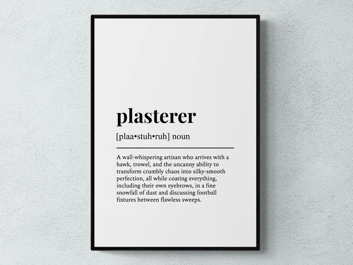 Plasterer Dictionary Definition Trades Worker Humor Wall Poster