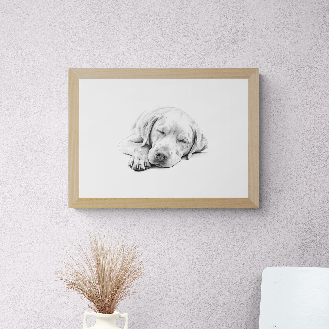 Sleeping Labrador Retriever, Vintage Farmhouse Sketch Print - Image 2