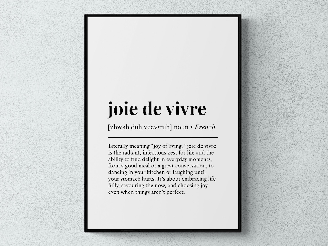 Joie De Vivre French Word Definition Travel Poster