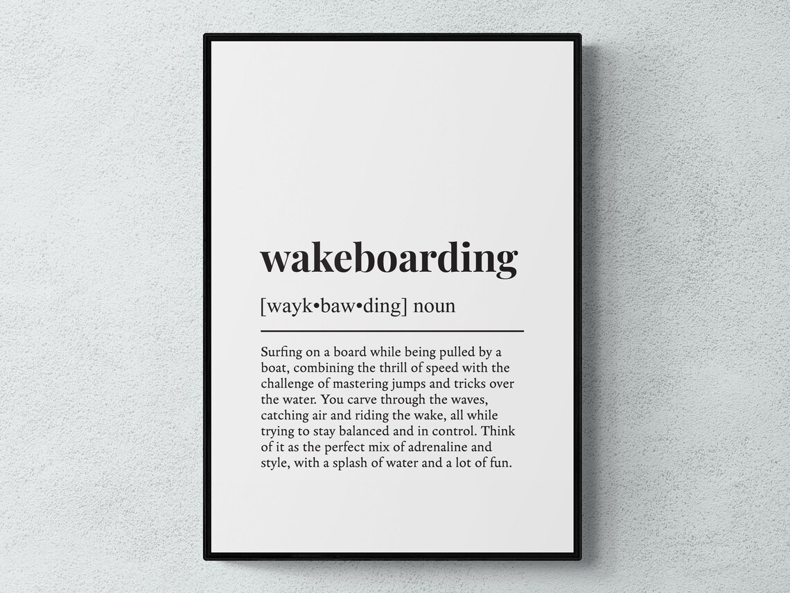 Wakeboarding Funny Definition Sport Gift Wall Art Print