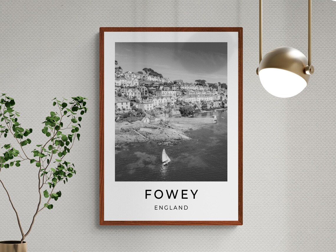 Fowey England Harbor Town Houses On The Hillside Coast View Poster - Image 3