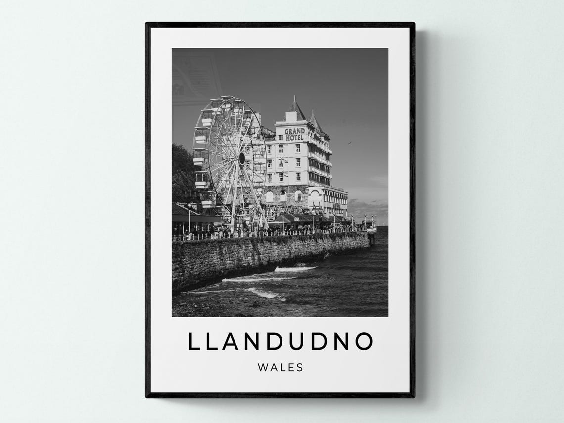 Llandudno Wales Pier Ferris Wheel Grand Hotel Seafront View Poster