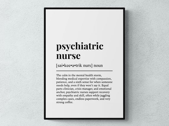 Psychiatric Nurse Funny Definition Job Work Gift Wall Art Print