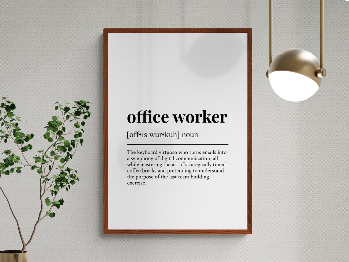 Office Worker Funny Definition Job Work Gift Wall Art Print - Image 3