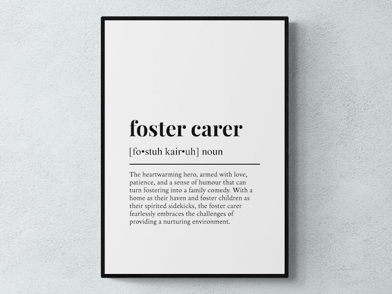Foster Carer Definition, Funny Job Gift Wall Art Print