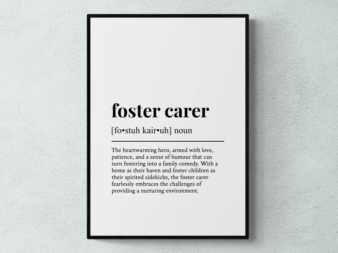 Foster Carer Definition, Funny Job Gift Wall Art Print