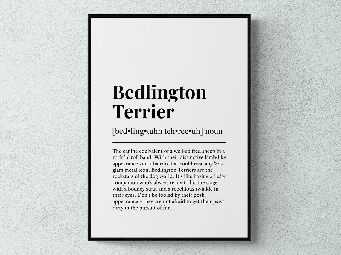 Bedlington Terrier Funny Definition Dog Art Print