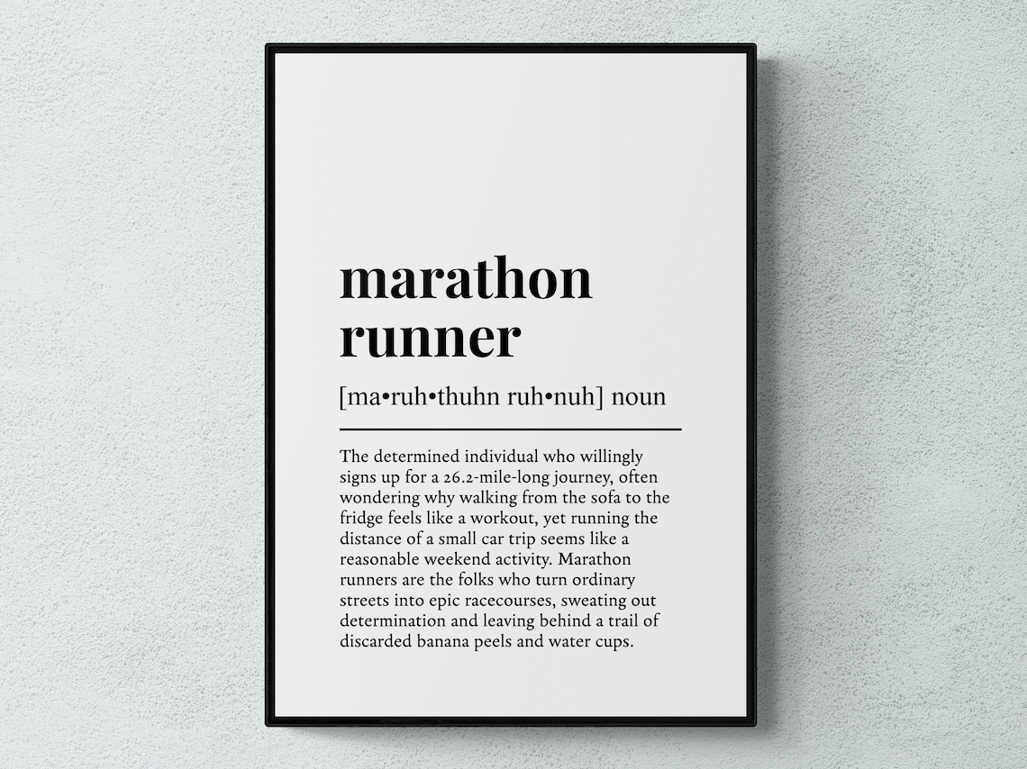 Marathon Runner Funny Definition, Humor Art Print
