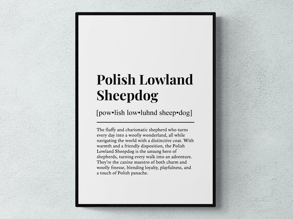 Polish Lowland Sheepdog Funny Definition Dog Wall Art Print