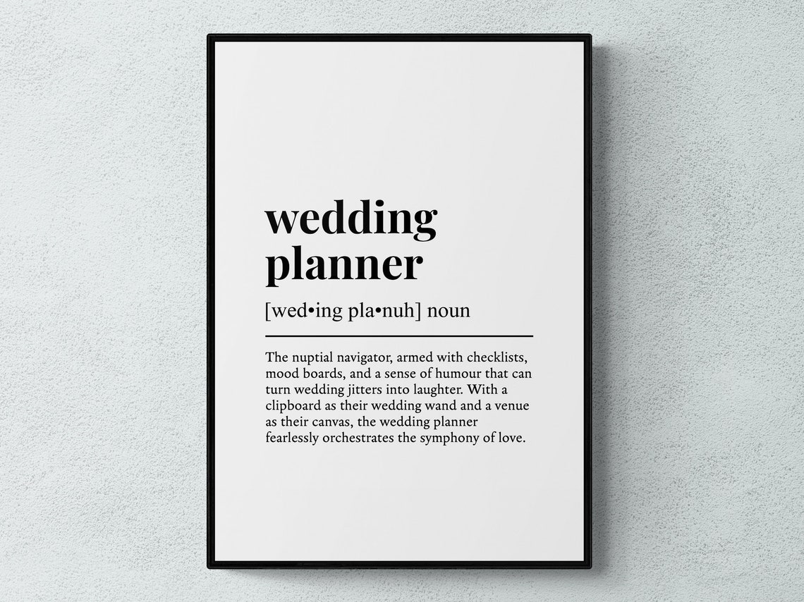 Wedding Planner Funny Definition Dictionary Style Wall Art Gift