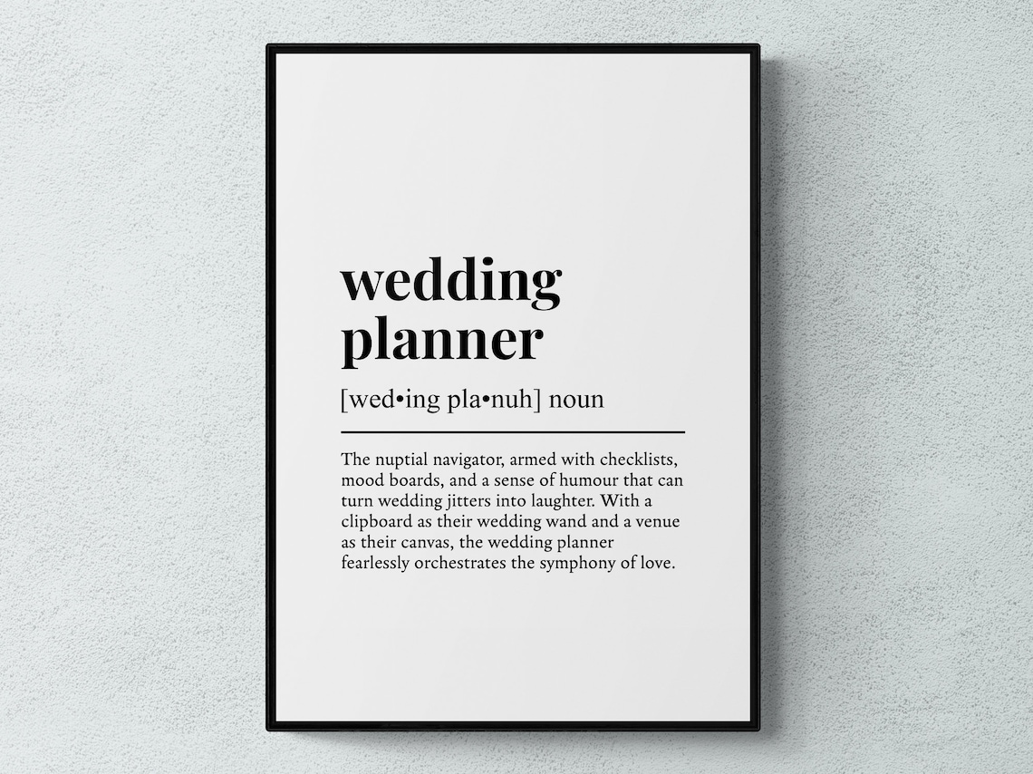 Wedding Planner Funny Definition Job Work Gift Wall Art Print