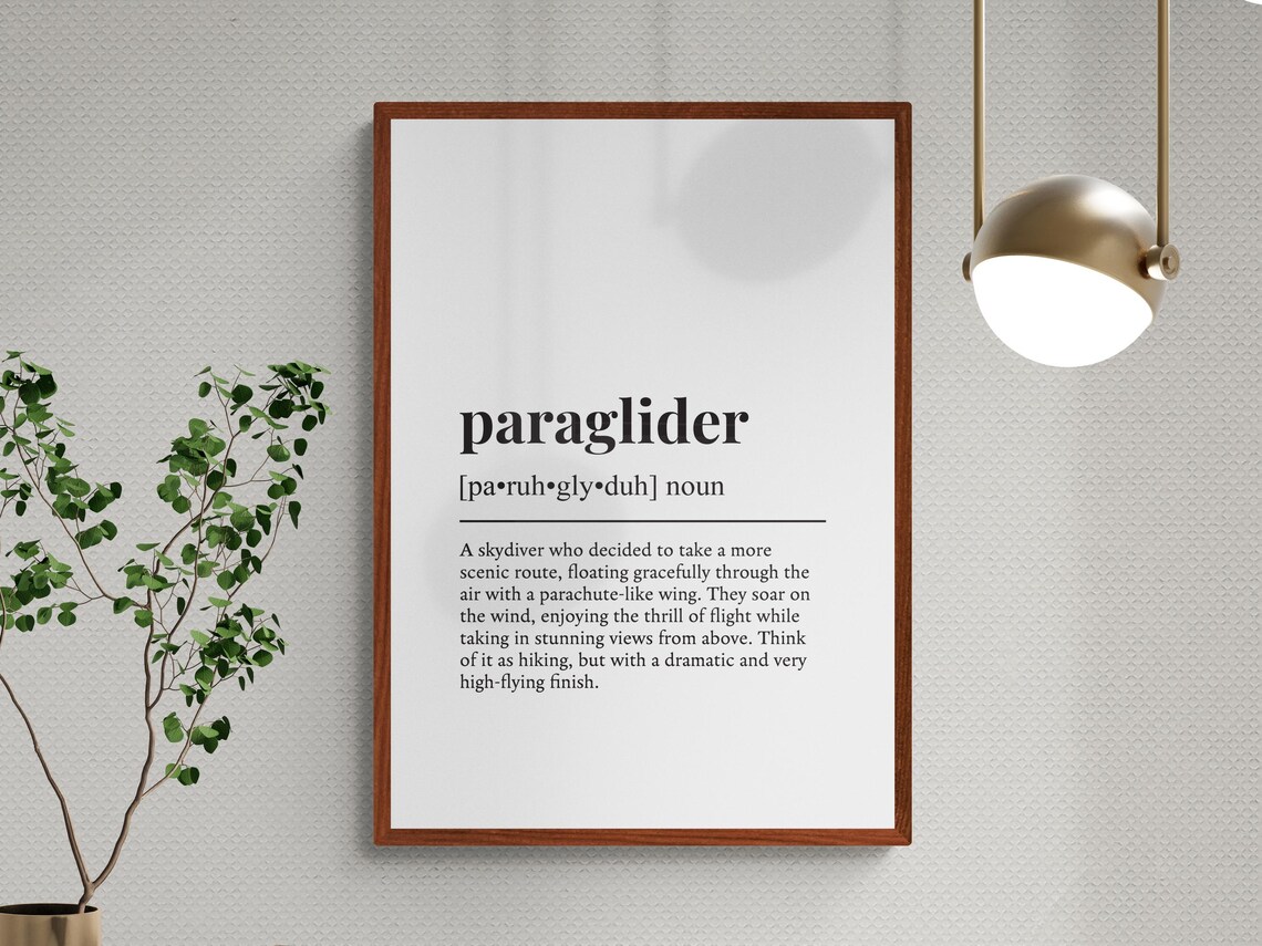 Paraglider Funny Definition Humor Art Print - Image 3