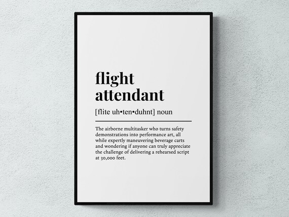 Flight Attendant Funny Definition Job Work Gift Wall Art Print