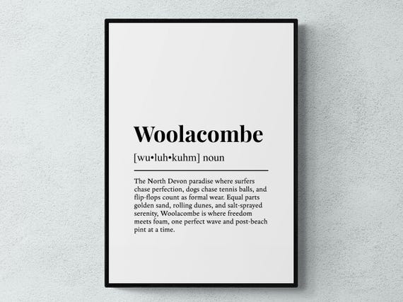 Woolacombe Funny Definition Devon Gift Wall Art Print