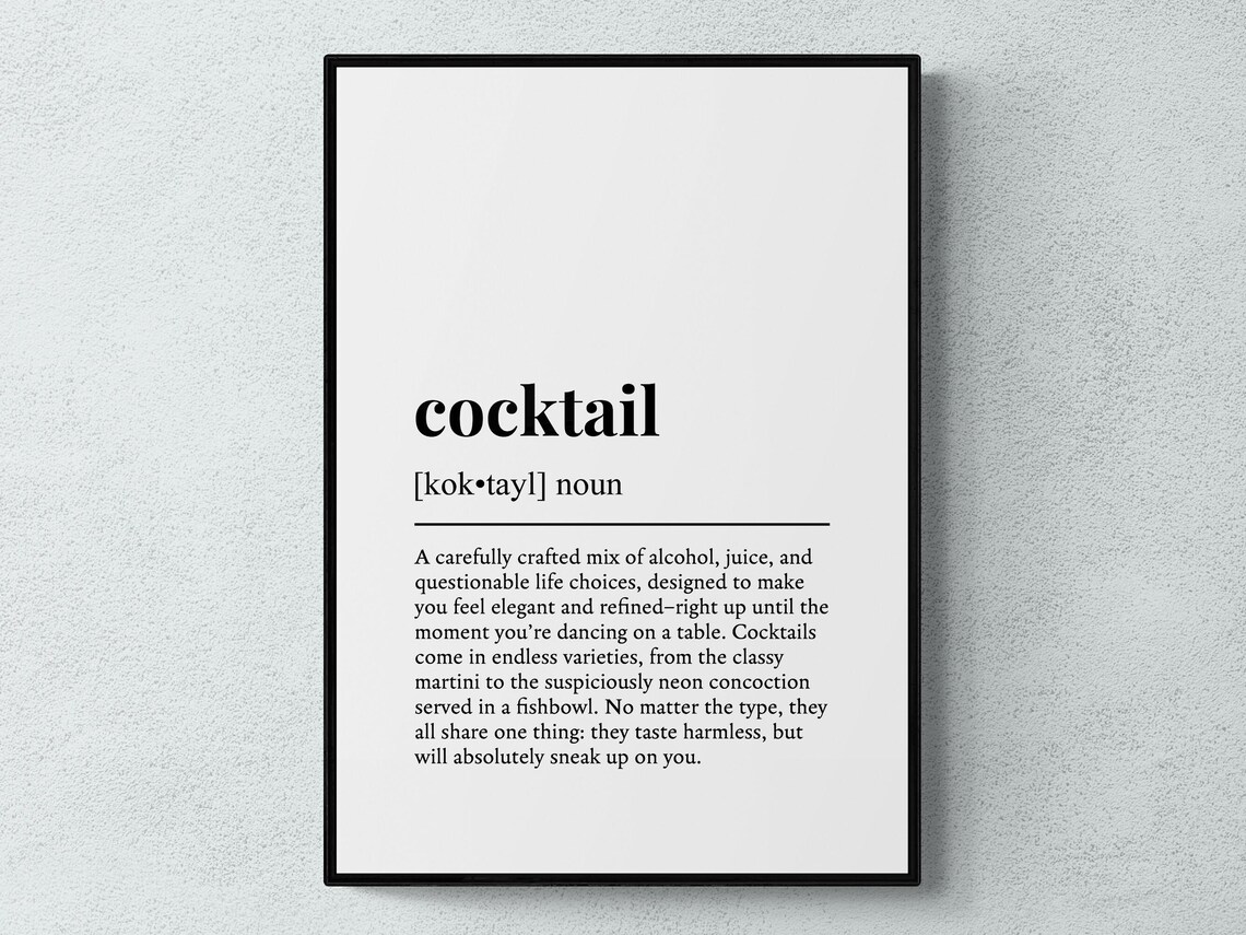 Cocktail Funny Definition Drink Gift Art Print