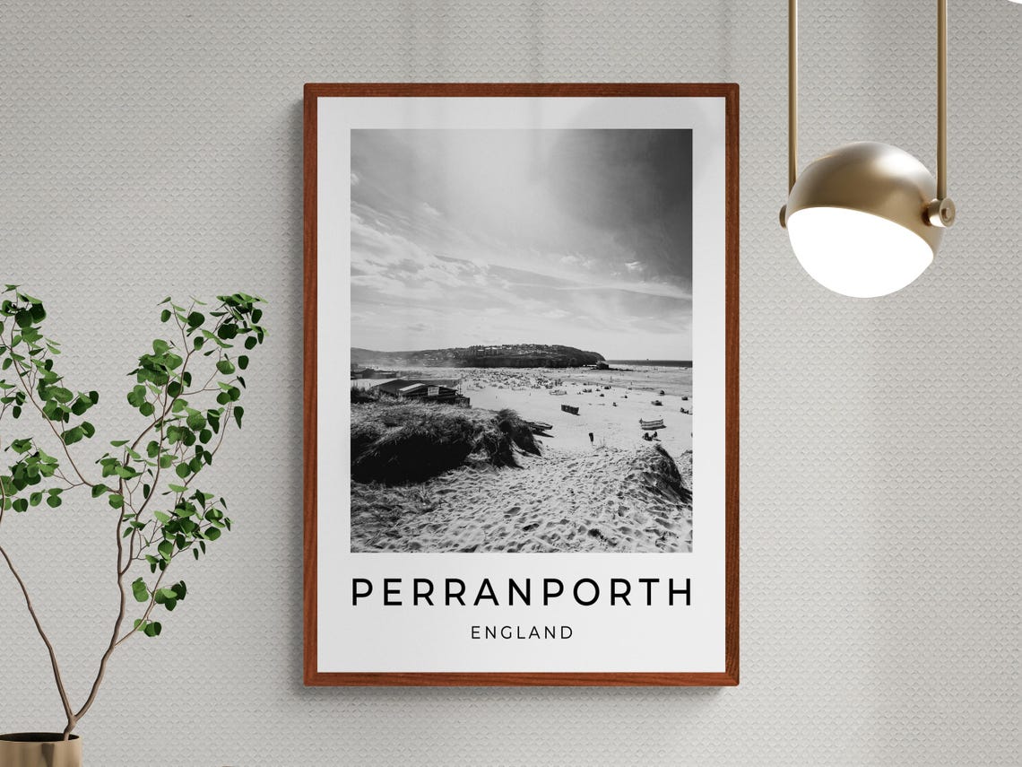 Perranporth Cornwall England Sandy Beach Dunes Seaside View Poster - Image 3