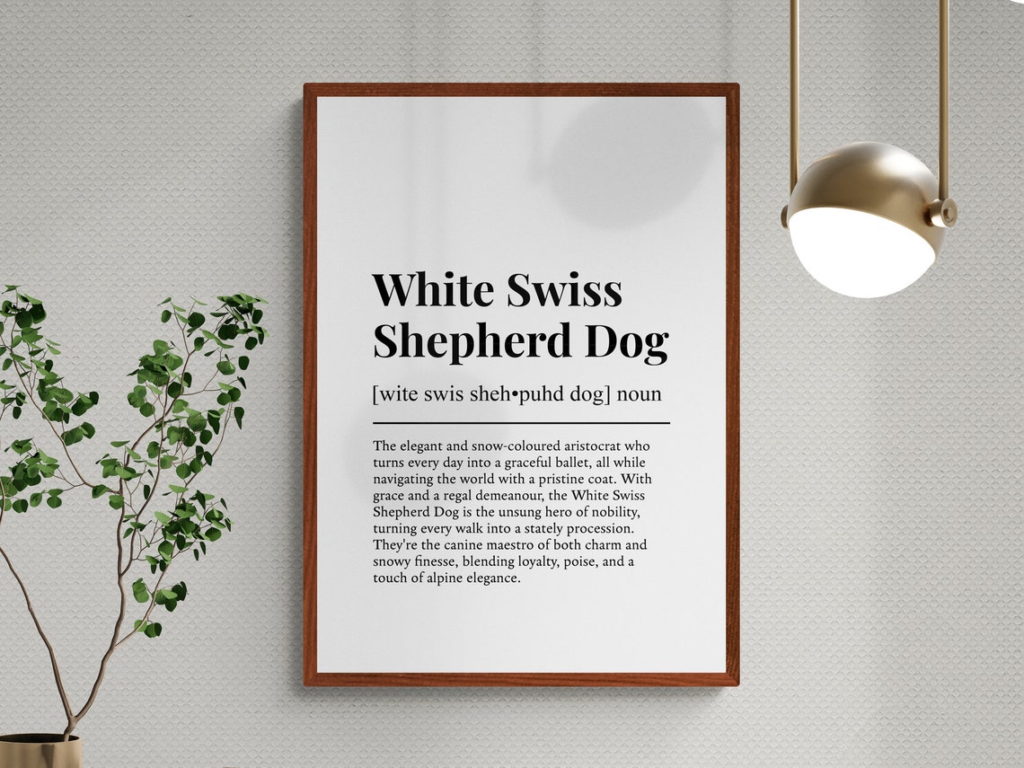 White Swiss Shepherd Funny Definition Dictionary Minimalist Dog Print - Image 3