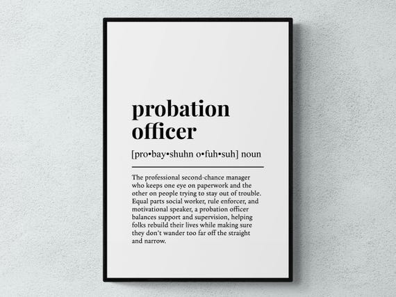 Probation Officer Funny Definition Job Work Gift Wall Art Print