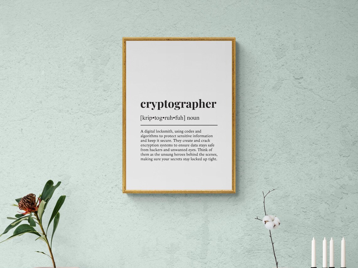 Cryptographer Funny Definition Job Work Gift Wall Art Print - Image 2