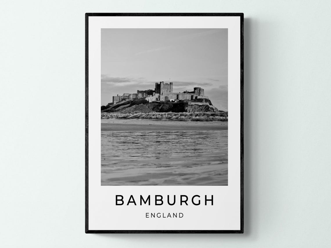Bamburgh England Castle On Rocky Outcrop Over Sandy Beach View Poster