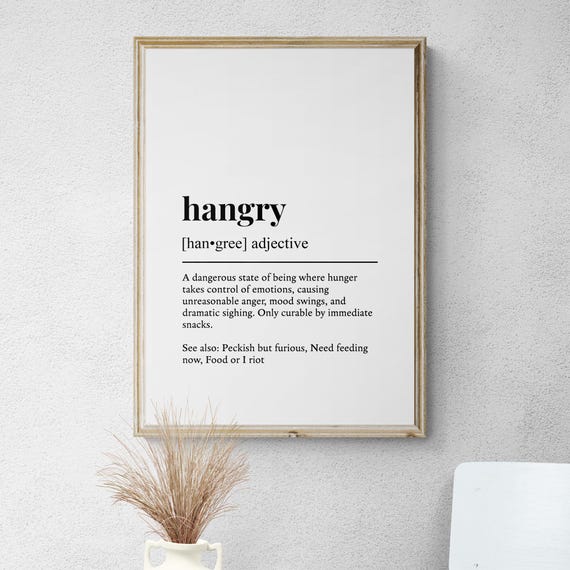 Kitchen Funny Definitions Set Of 3 Prints Hangry Print Snaccident
