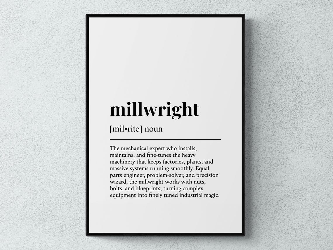Millwright Funny Definition Job Work Gift Wall Art Print
