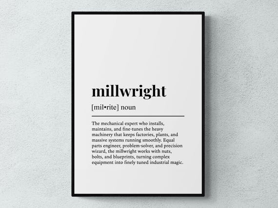 Millwright Funny Definition Job Work Gift Wall Art Print