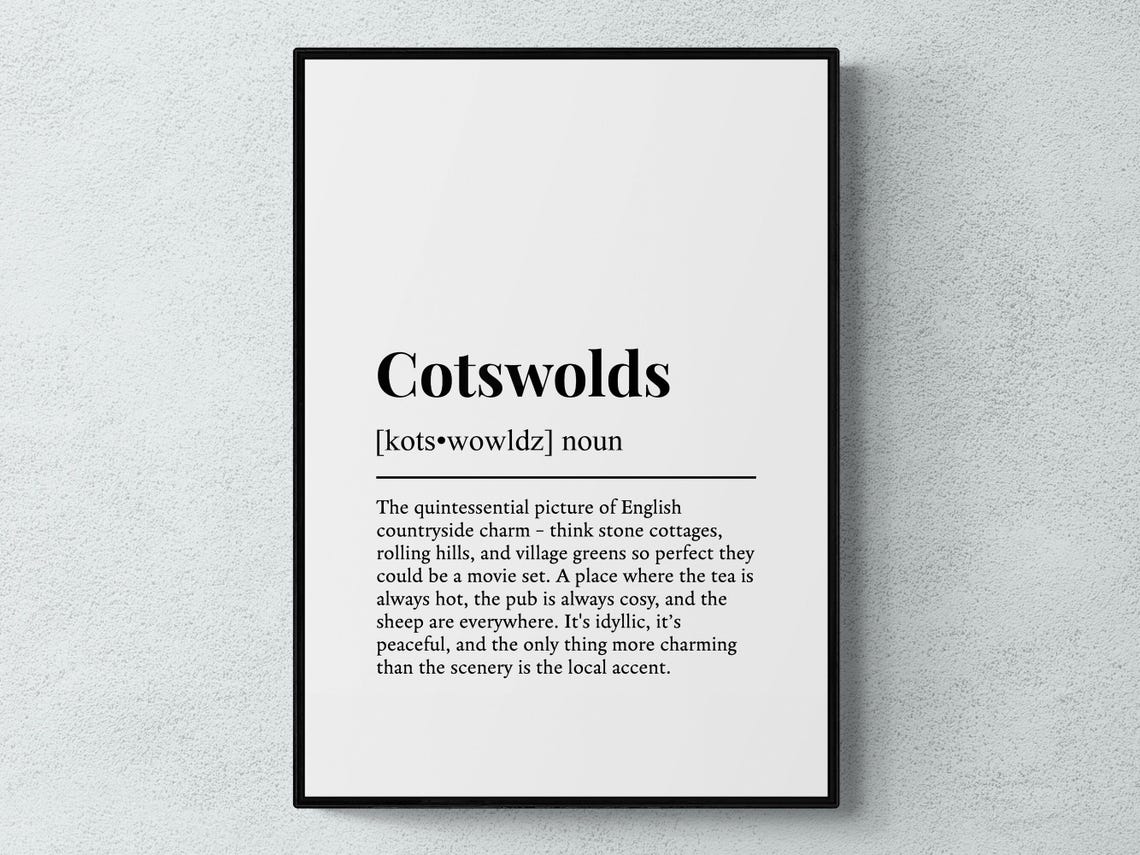 Cotswolds Funny Dictionary Definition English Countryside Poster