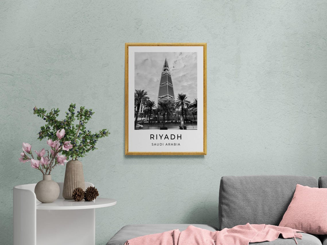 Riyadh Saudi Arabia Al Faisaliyah Pyramid Tower Skyline Travel Poster - Image 2