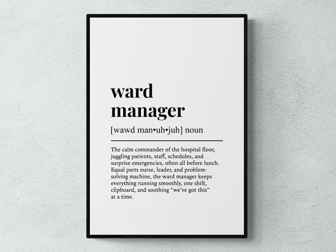 Ward Manager Funny Dictionary Definition Hospital Staff Gift Poster