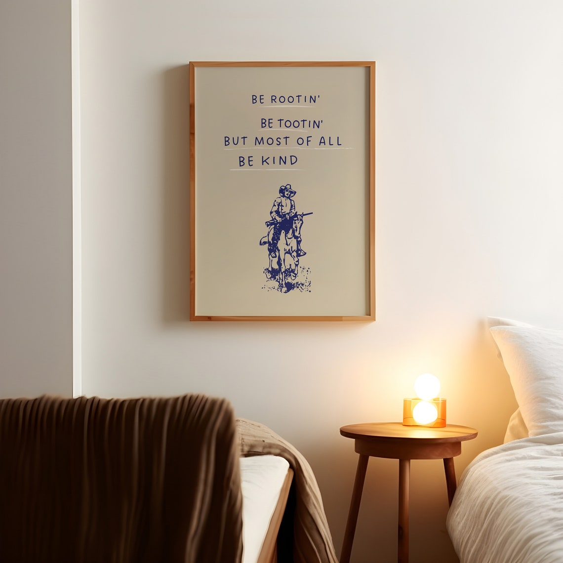 Be Rootin Be Tootin Be Kind Cowboy Western Quote Poster Blue Edition - Image 2