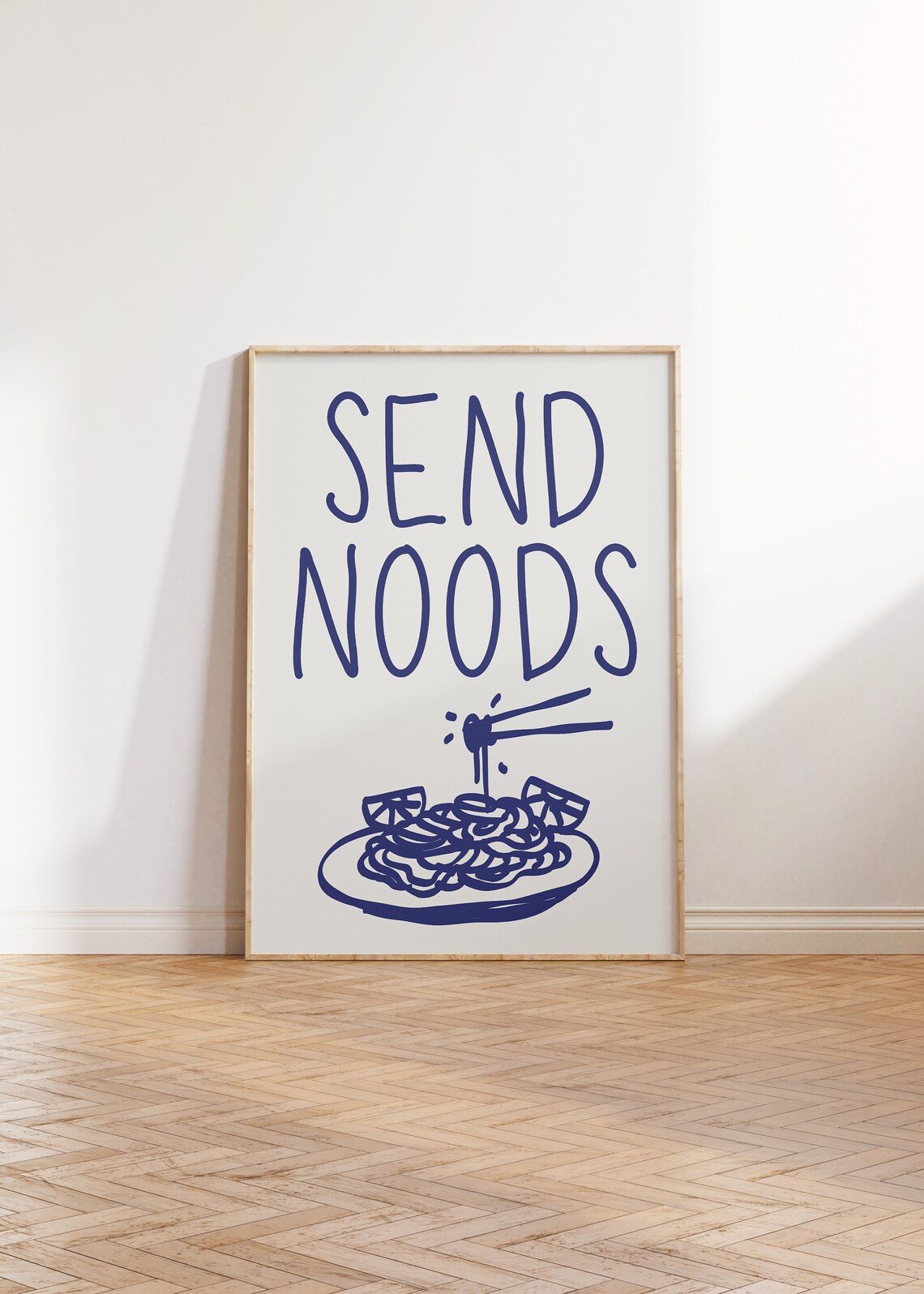 Send Noods Funny Blue Noodle Bowl Kitchen Pun Foodie Decor Poster - Image 4