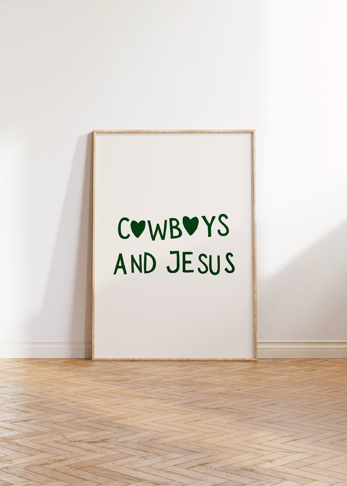 Cowboys And Jesus Green Heart Western Faith Quote Art Poster - Image 4