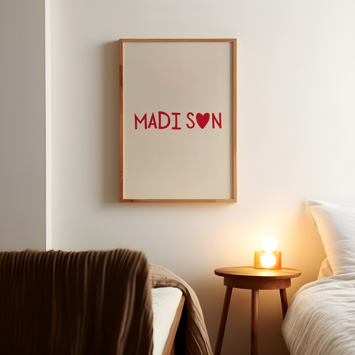 Madison Heart Red Typography Minimalist City Love Tribute Wall Art - Image 2
