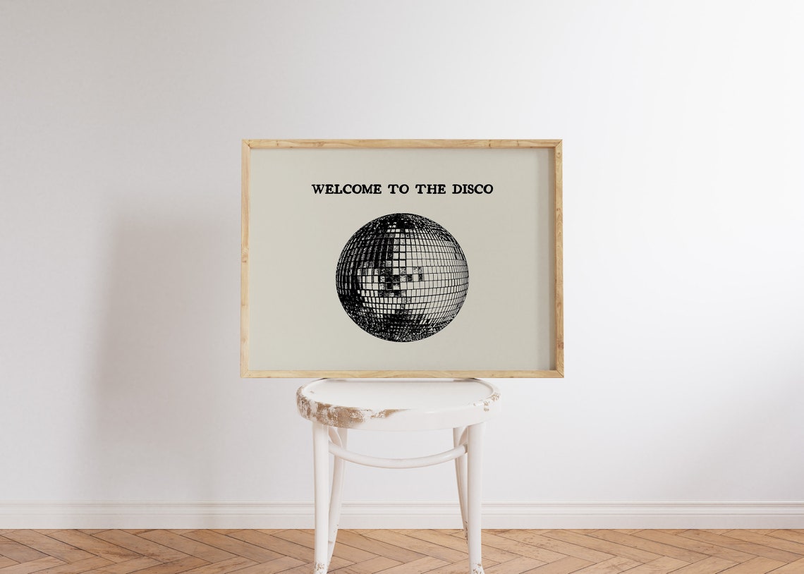 Welcome To The Disco Retro Mirror Ball Horizontal Party Decor Poster - Image 4